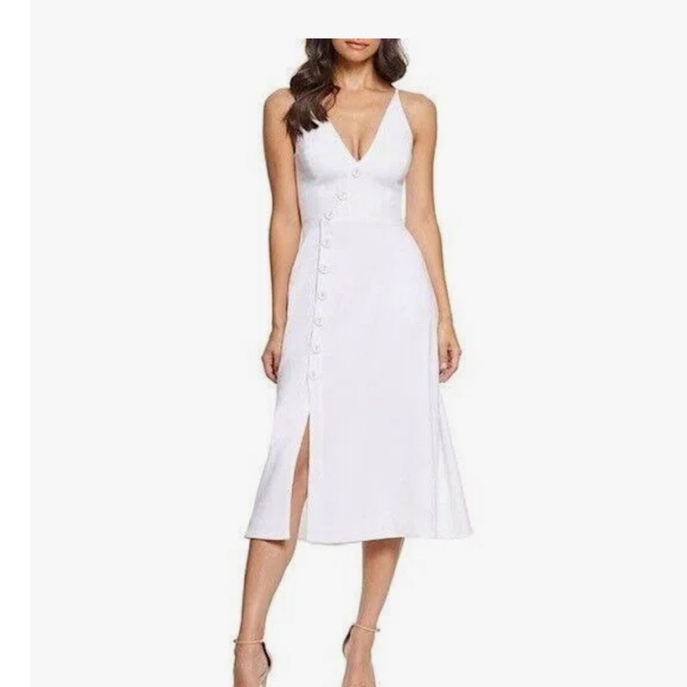 Dress The Population Women's Emily Sleeveless Button Detail Midi Dress